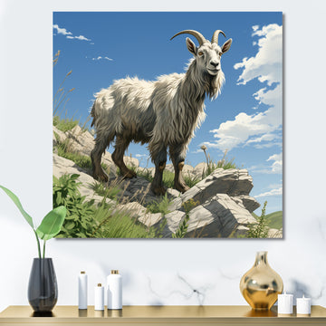 Mountain goat portrait adventure - Goat Framed Canvas Art
